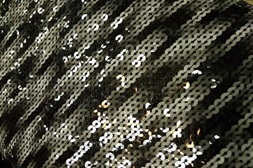 Сетка вышивка пайетками, черно-серые полосы | Textile Plaza