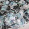 Шифон Італія троянди блакитні та зелені D&G (залишок 1,5 м, ) | Textile Plaza