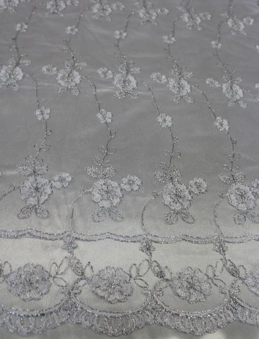 Сітка вишивка з люрексом, квітковий візерунок | Textile Plaza