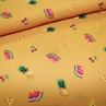 Костюмная ткань SPH фрукты на оранжевом | Textile Plaza