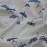 Вискоза Alta Moda принт синие стрекозы на белом фоне | Textile Plaza