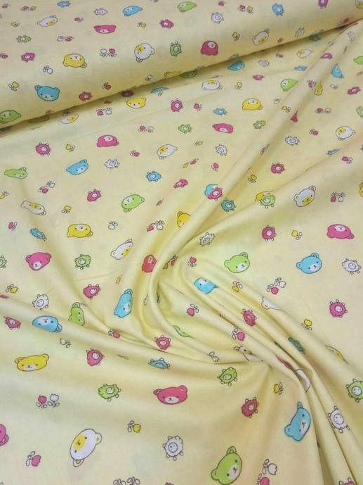 Ткань для постельного белья мишки на желтом фоне | Textile Plaza