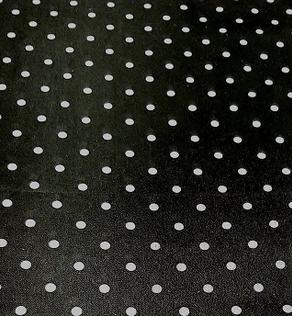 Подкладочная ткань нейлон, принт белый горох на черном | Textile Plaza