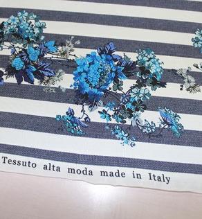 Трикотаж вискоза Италия полоса цветы | Textile Plaza