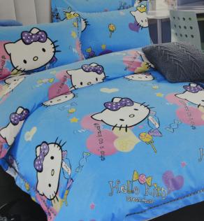 Тканина для дитячої постільної білизни, великі Hello Kitty, льодяники | Textile Plaza