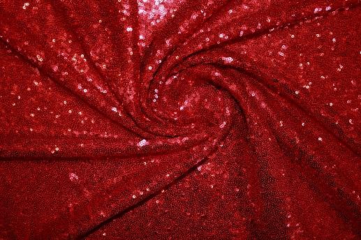 Сітка вишивка паєтками колір червоний | Textile Plaza