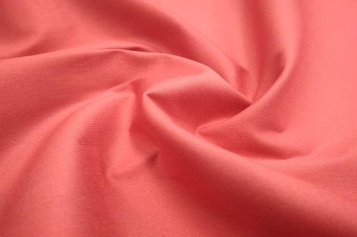 Стрейч коттон однотонный, кораллово-розовый | Textile Plaza