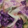 Шелк Италия принт фиолетовые розы на сером акварельном фоне (купон) | Textile Plaza