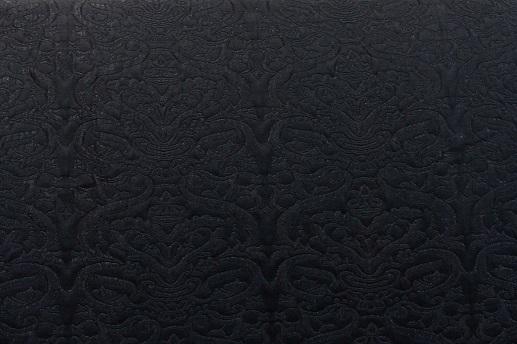 Жаккард Италия черный цветочный принт  | Textile Plaza