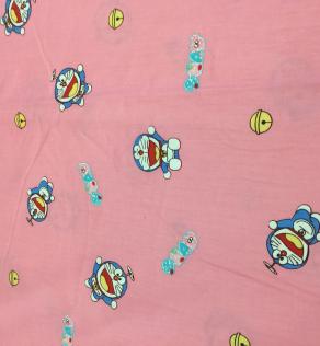 Тканина для постільної білизни, синій кіт на рожевому (компаньйон) | Textile Plaza