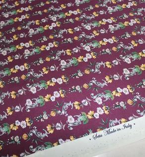 Шелк Италия мелкие цветы на фиолетовом Gucci (остаток 150см, ) | Textile Plaza