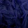 Сетка вышивка темно-синего цвета с жемчугом | Textile Plaza