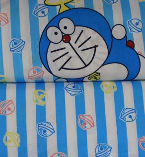 Тканина для дитячої постільної білизни, синій кіт | Textile Plaza