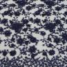Сетка вышивка, темно-синие цветы/бусины | Textile Plaza