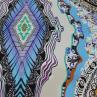 Шелк с эластаном ETRO абстрактный принт в синей гамме (купон) | Textile Plaza
