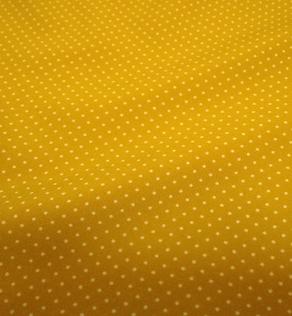 Супер софт принт горошек, желто-горчичный | Textile Plaza