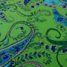 Шовк Alberta Ferretti синьо-бежевий принт на салатовий фоні | Textile Plaza