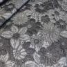 Жаккард Италия серо-серебряный цветочный принт | Textile Plaza
