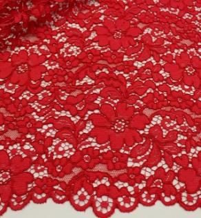 Гипюр Италия цветочный узор красный | Textile Plaza