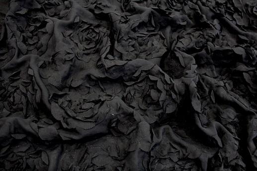 Шифон вышивка цвет черный | Textile Plaza