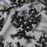 Сетка вышивка, черные цветы/бусины | Textile Plaza