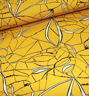 Лен абстракция на желтом | Textile Plaza