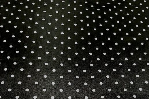 Подкладочная ткань нейлон, принт белый горох на черном | Textile Plaza