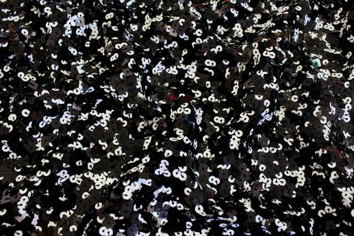 Сітка вишивка пайетками, чорно-біла | Textile Plaza
