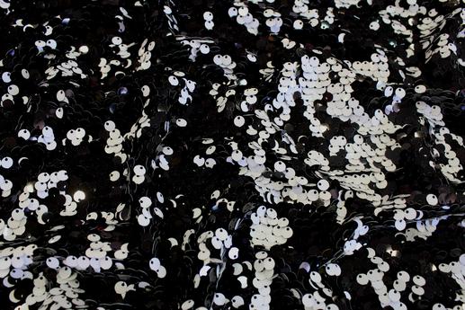 Сетка вышивка, черно-белая, пайетки | Textile Plaza