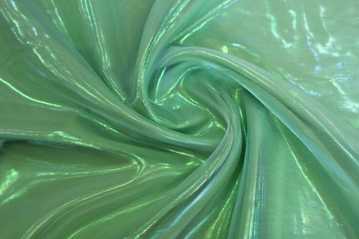 Органза хамелеон, светло-зеленый | Textile Plaza