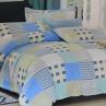 Сатин для постельного белья, клетка/горошек в голубой гамме | Textile Plaza