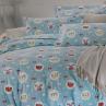 Ткань для детского постельного белья, зверушки в кружочках, бантики, голубой фон | Textile Plaza