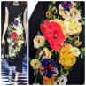 Шелк с эластаном Dolce&Gabbana яркий цветочный принт на черном фоне (купон) | Textile Plaza