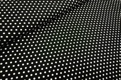 Вискоза штапель принт мелкие горошки, черная | Textile Plaza
