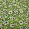 Вискоза штапель принт белые цветы на светло-оливковом | Textile Plaza