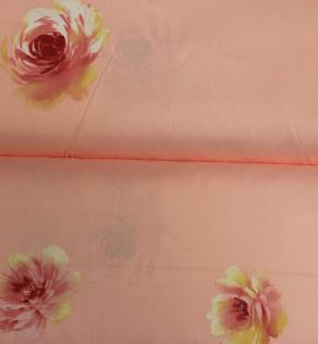 Сатин для постельного белья, цветы на нежно-розовом фоне (компаньон) | Textile Plaza