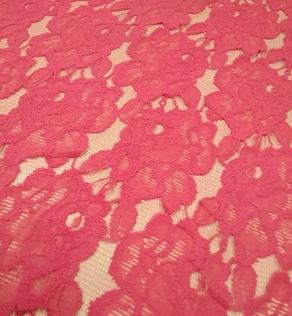 Гіпюр набивний, рожевий насичений | Textile Plaza