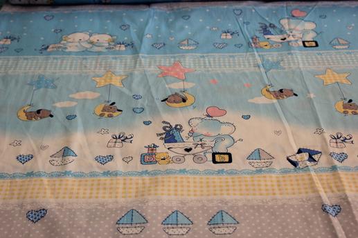 Ткань для детского постельного белья, животные/кораблики/звездочки | Textile Plaza