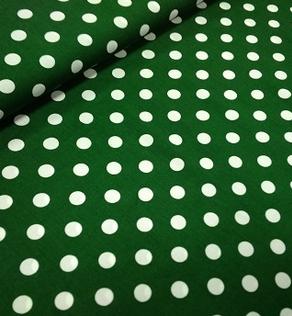 Вискоза штапель крупные горошки, темно-зеленая | Textile Plaza
