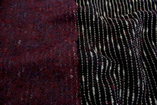 Пальтовая ткань двухсторонняя, бордовая/черная | Textile Plaza