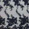 Сітка вишивка квітковий візерунок, колір темно-синій | Textile Plaza