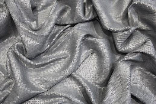 Сітка вишивка паєтками срібло | Textile Plaza