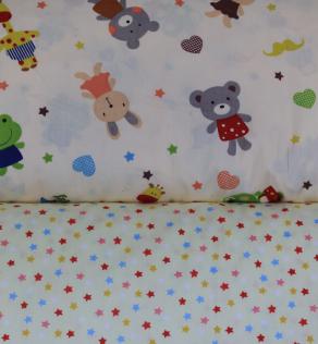 Ткань для детского постельного белья, разные зверушки/звездочки/сердечки | Textile Plaza