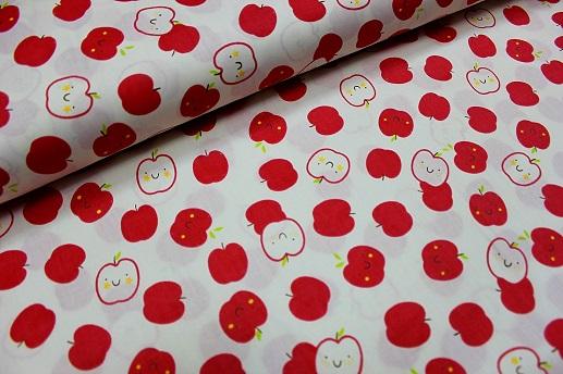 Сатин для постельного белья, красные яблочки | Textile Plaza