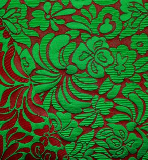 Жаккард PRADA зелено-бордовый цветочный принт | Textile Plaza