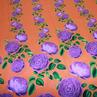 Шовк Італія фіолетові квіти на помаранчевому Gucci (залишок 145см, ) | Textile Plaza
