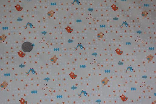 Тканина для дитячої постільної білизни, пташки на бежевому  фоні | Textile Plaza