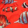 Шелк Dolce&Gabbana принт рыбки на красном фоне | Textile Plaza