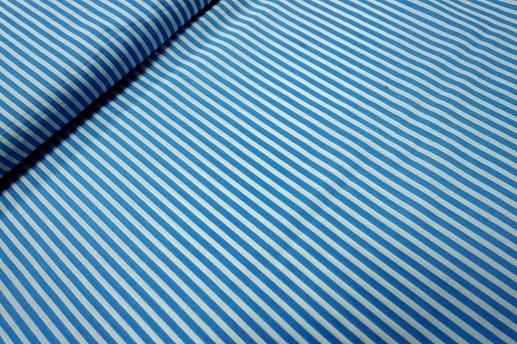 Хлопок принт рубашеный, сине-белая полоска | Textile Plaza