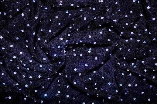 Сетка со стразами цвет темно-синий | Textile Plaza